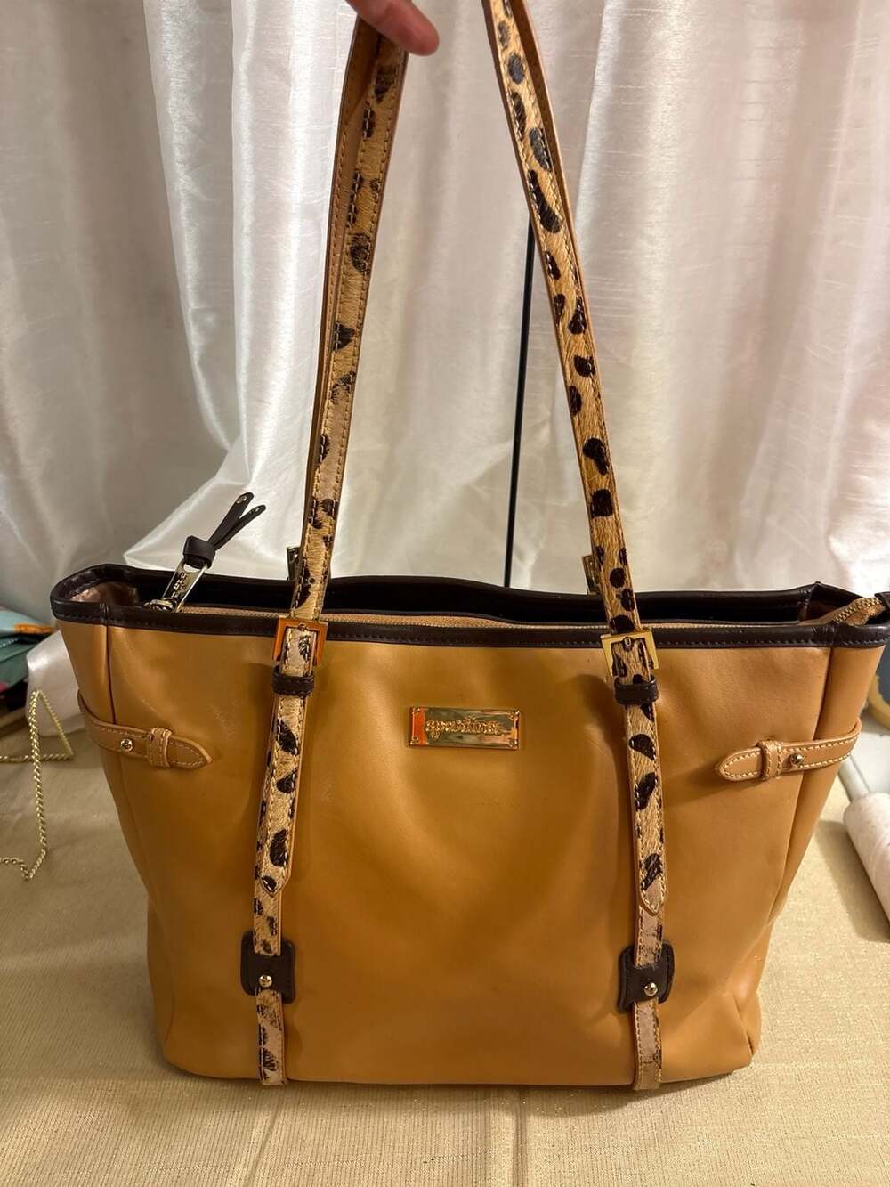 Spartina 449 Calf Hair Leopard Trim Tote Bag
